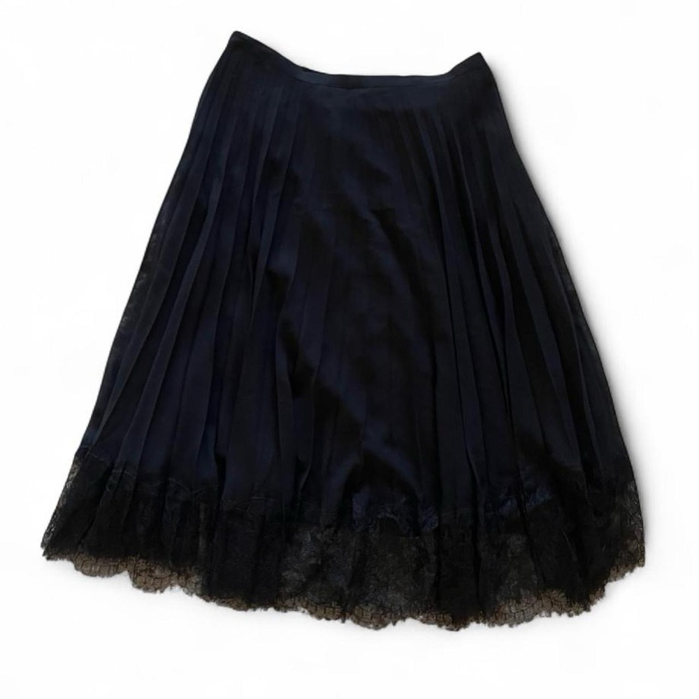 Victoria's Secret Black Pleated Lace Trim Skirt
